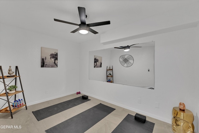 11316 Menlo Ave, El Paso, TX 79936 - exercise room featuring a ceiling fan and baseboards