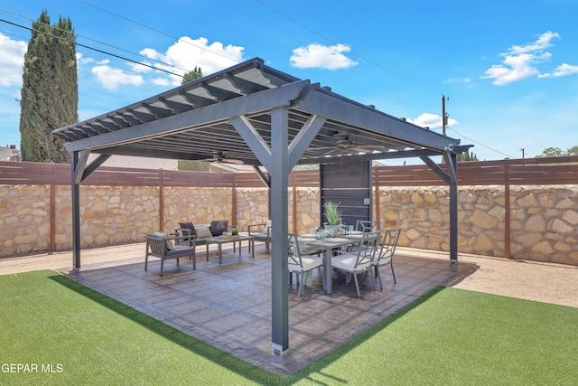 11316 Menlo Ave, El Paso, TX 79936 - view of patio featuring a ceiling fan and a pergola