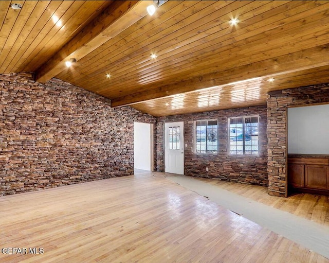 1117 Zuni Pl, El Paso, TX 79925 - unfurnished living room with wood finished floors and wood ceiling