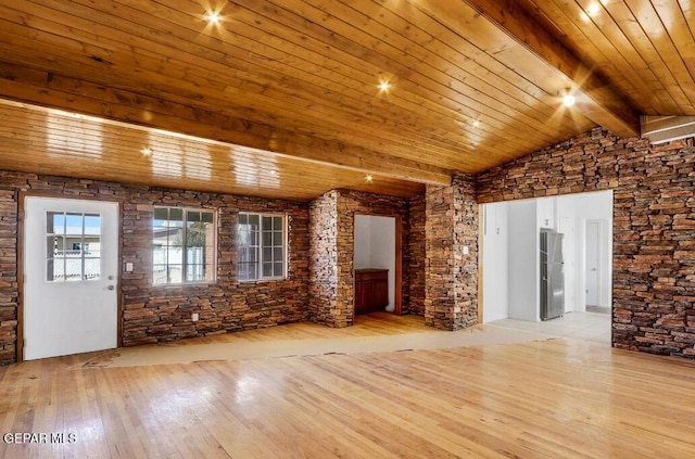 1117 Zuni Pl, El Paso, TX 79925 - unfurnished living room with light wood-style floors and wooden ceiling