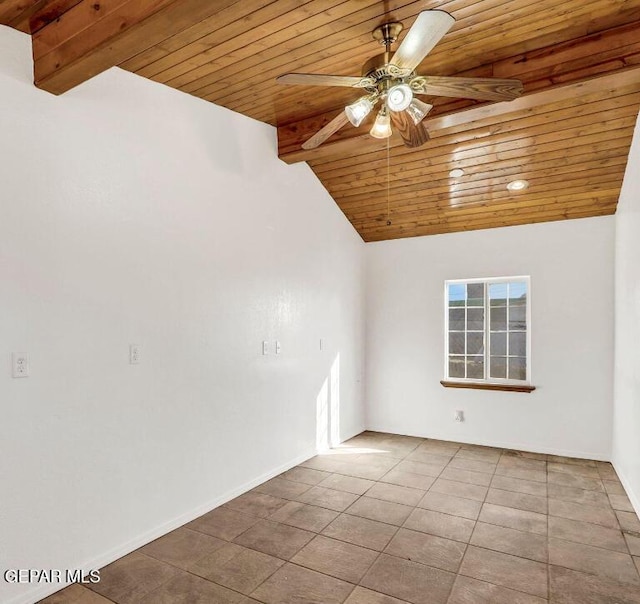 1117 Zuni Pl, El Paso, TX 79925 - tiled spare room with wood ceiling, ceiling fan, and baseboards