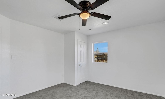 1117 Zuni Pl, El Paso, TX 79925 - empty room featuring carpet floors, baseboards, ceiling fan, and recessed lighting