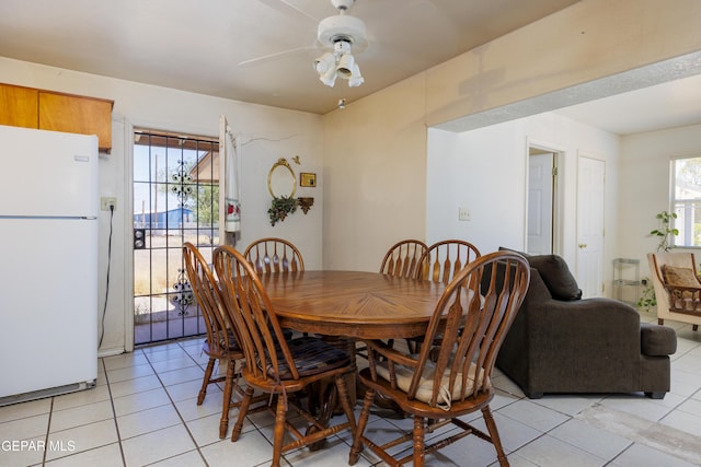 113 N Moon Rd, Socorro, TX 79927 - dining area with light tile patterned floors and ceiling fan