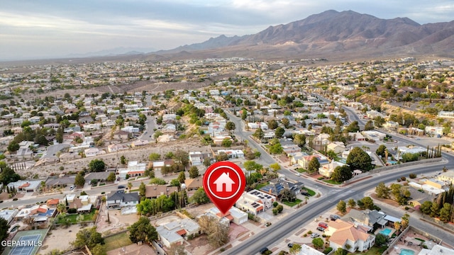 1433 Belvidere St, El Paso, TX 79912 - aerial overview of property's location featuring a mountainous background and nearby suburban area