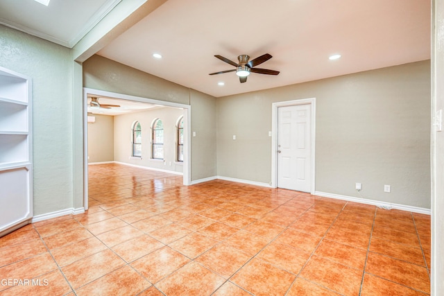 3223 Suffolk Rd, El Paso, TX 79925 - spare room with ceiling fan, light tile patterned floors, and recessed lighting