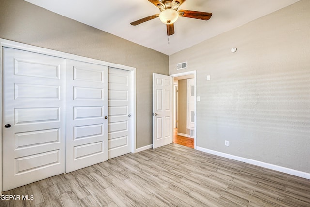 3223 Suffolk Rd, El Paso, TX 79925 - unfurnished bedroom featuring wood finished floors, a closet, and a ceiling fan