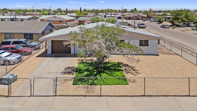 9606 Bahamas St, El Paso, TX 79927 - ranch-style home with a residential view, a gate, driveway, a garage, and brick siding