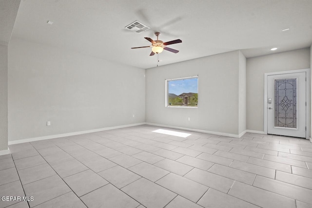 2816 Mike Price Dr, El Paso, TX 79938 - unfurnished room featuring a ceiling fan, light tile patterned flooring, and recessed lighting