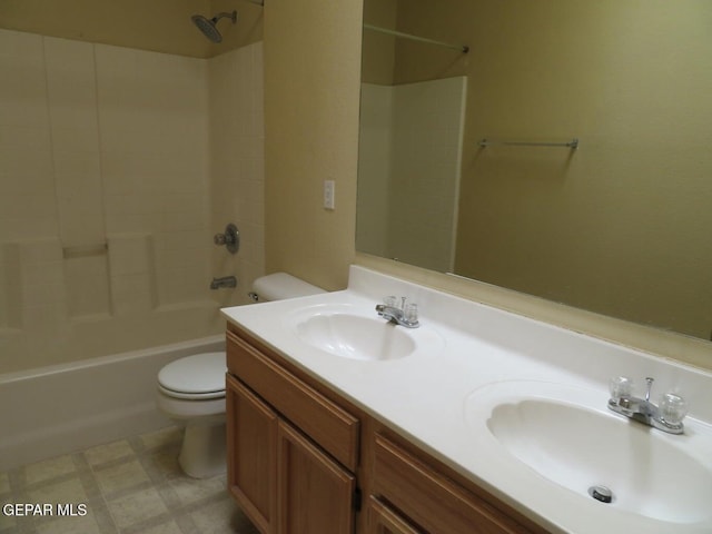 1679 Roger Bombach Dr, El Paso, TX 79936 - full bathroom with toilet, bathing tub / shower combination, and double vanity