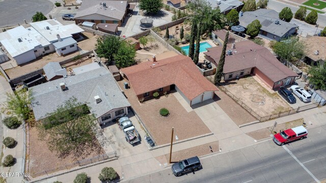 10749 Rushing Rd, El Paso, TX 79924 - aerial perspective of suburban area with a pool area