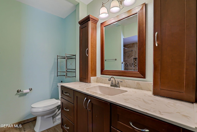 10749 Rushing Rd, El Paso, TX 79924 - bathroom with vanity, toilet, and a shower