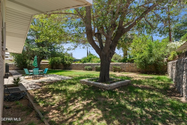 8820 Dirk Ct, El Paso, TX 79925 - fenced backyard featuring a patio