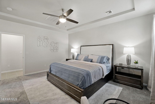 916 Pettus Pl, El Paso, TX 79928 - bedroom featuring a raised ceiling, carpet floors, baseboards, and a ceiling fan