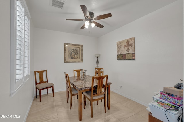 2201 Morning Mist Pl, El Paso, TX 79938 - dining room featuring a ceiling fan and baseboards