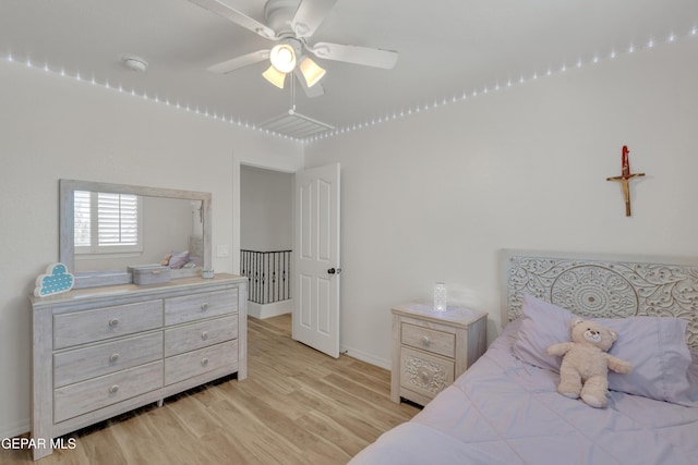 2201 Morning Mist Pl, El Paso, TX 79938 - bedroom with light wood-style floors, baseboards, and a ceiling fan