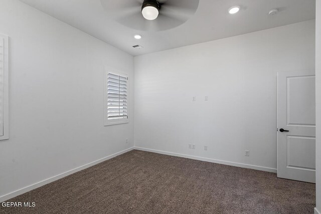 13797 Summer Wave Ave, El Paso, TX 79928 - empty room featuring ceiling fan, dark colored carpet, a smoke detector, baseboards, and recessed lighting