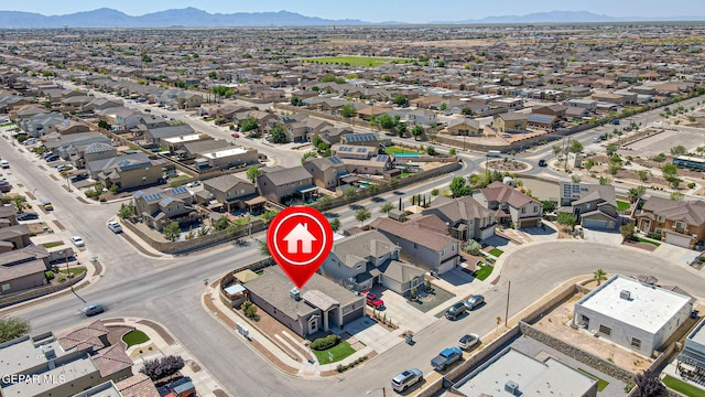 14701 Tim Hardaway, El Paso, TX 79938 - aerial overview of property's location with a mountain backdrop and nearby suburban area