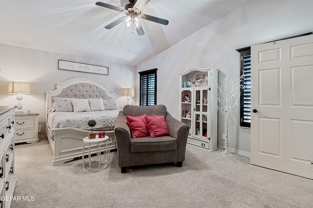14701 Tim Hardaway, El Paso, TX 79938 - bedroom with light colored carpet, lofted ceiling, ceiling fan, and baseboards