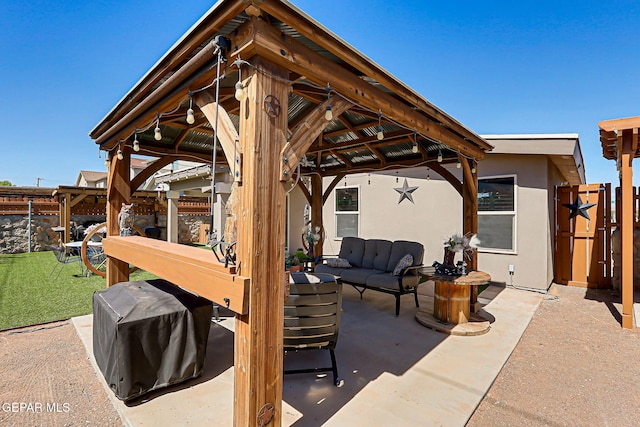 14701 Tim Hardaway, El Paso, TX 79938 - view of patio with an outdoor living space, a gazebo, and grilling area