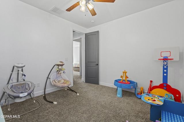 12264 Clifton Hill Rd, El Paso, TX 79928 - game room with carpet floors and a ceiling fan
