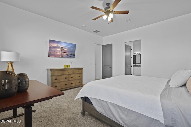 12264 Clifton Hill Rd, El Paso, TX 79928 - carpeted bedroom featuring ceiling fan and ensuite bath