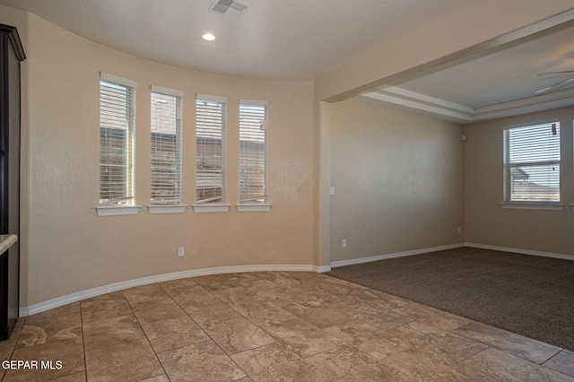 117 Camino Cresta Pl, Horizon City, TX 79928 - empty room featuring plenty of natural light, baseboards, stone finish floors, and recessed lighting