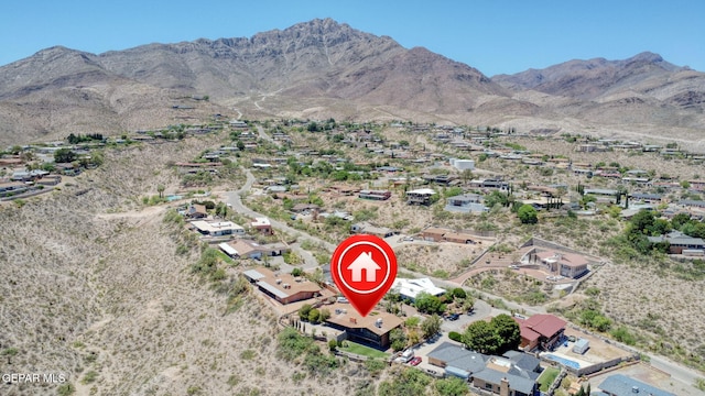 3134 Mesa Verde Ln, El Paso, TX 79904 - aerial view of property's location featuring a mountainous background and nearby suburban area