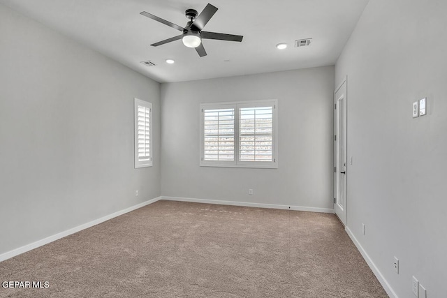 248 Emerald Storm Pl, El Paso, TX 79928 - empty room featuring a ceiling fan, carpet floors, recessed lighting, and baseboards