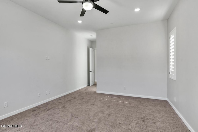 248 Emerald Storm Pl, El Paso, TX 79928 - spare room featuring carpet floors, ceiling fan, baseboards, and recessed lighting