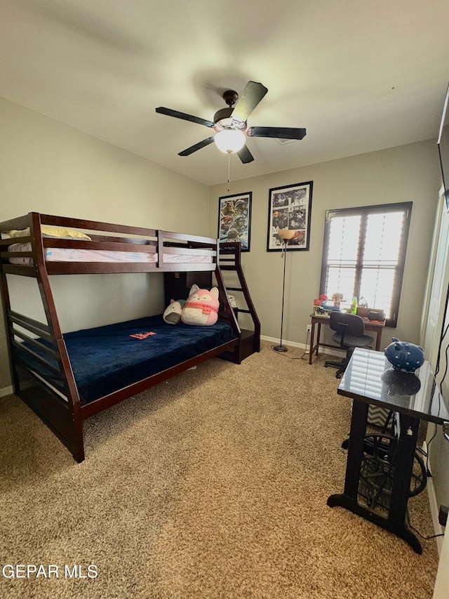 12217 Chapel Hill Rd, El Paso, TX 79928 - bedroom with carpet and ceiling fan
