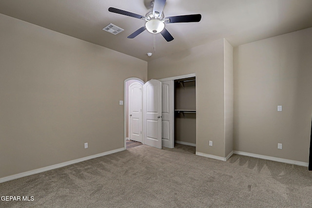 3841 Tierra Campa Dr, El Paso, TX 79938 - unfurnished bedroom featuring carpet floors, a closet, and ceiling fan