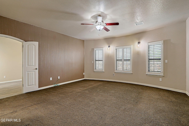 3841 Tierra Campa Dr, El Paso, TX 79938 - spare room featuring ceiling fan, carpet floors, and a textured ceiling