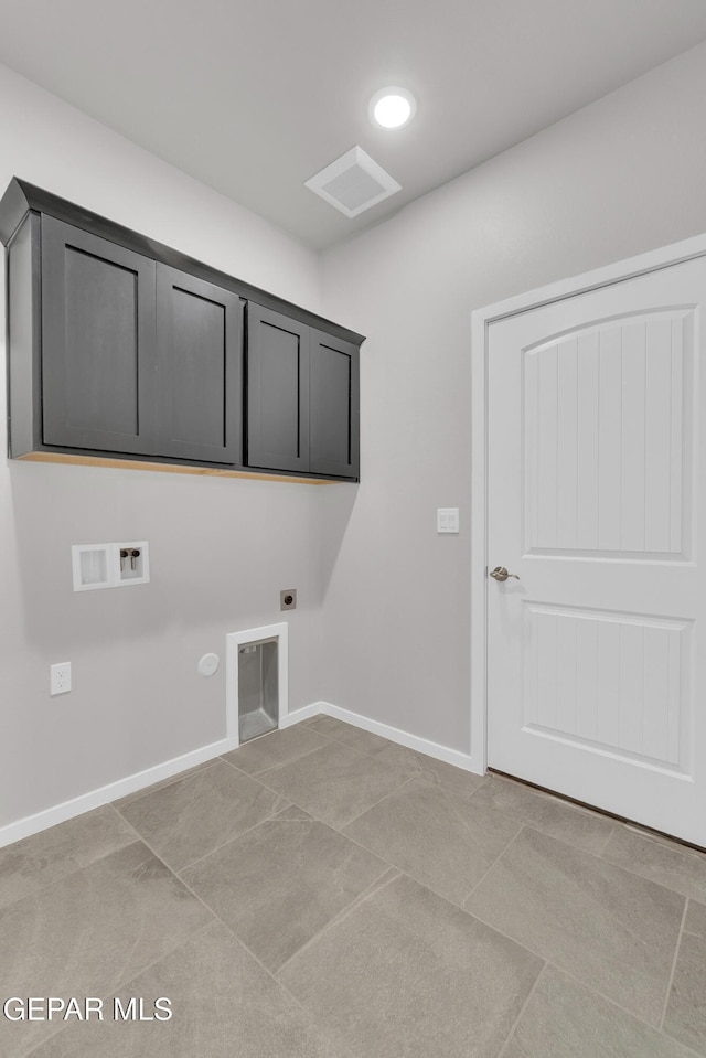 1445 Summer Storm Pl, El Paso, TX 79928 - laundry room with electric dryer hookup, cabinet space, hookup for a washing machine, gas dryer hookup, and baseboards