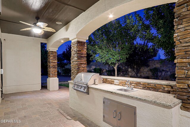 3081 Coyote Point Pl, El Paso, TX 79938 - view of patio / terrace with area for grilling and ceiling fan