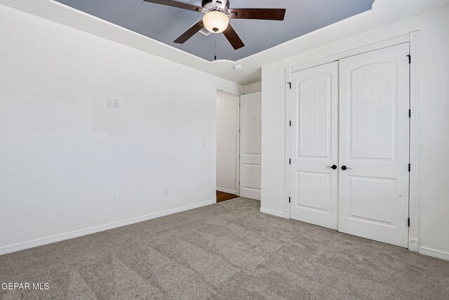 3081 Coyote Point Pl, El Paso, TX 79938 - unfurnished bedroom with carpet floors, a closet, and ceiling fan