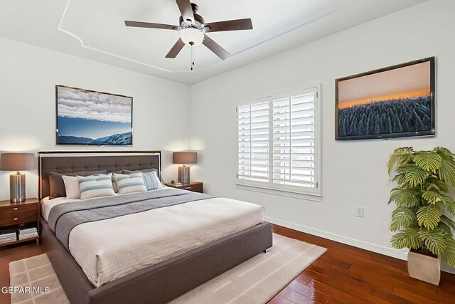 3081 Coyote Point Pl, El Paso, TX 79938 - bedroom with wood finished floors and a ceiling fan