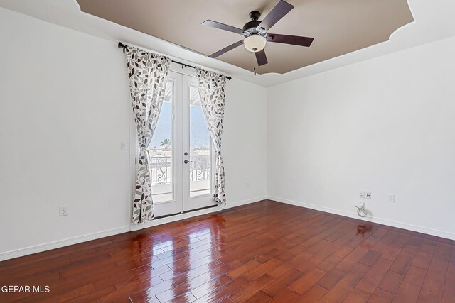 3081 Coyote Point Pl, El Paso, TX 79938 - unfurnished room featuring french doors, ceiling fan, and wood finished floors