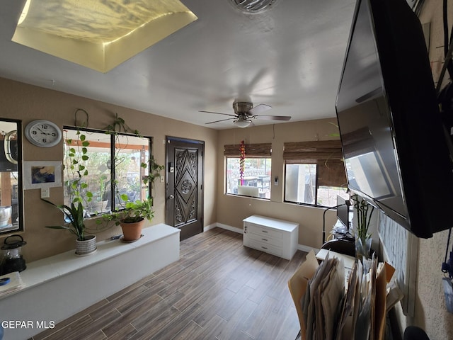 7000 Armistad Ave, El Paso, TX 79912 - living room featuring ceiling fan and wood finished floors