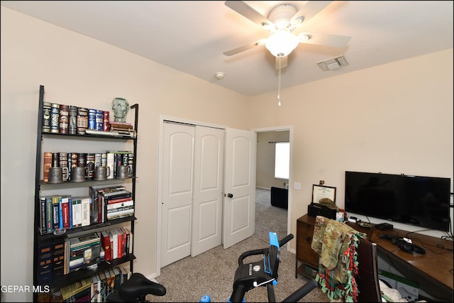 12712 Tierra Aurora Dr, El Paso, TX 79938 - office with carpet floors and a ceiling fan