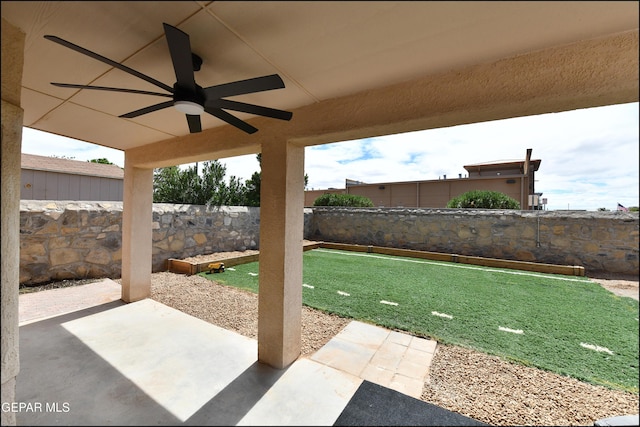 12712 Tierra Aurora Dr, El Paso, TX 79938 - view of yard featuring a patio and ceiling fan