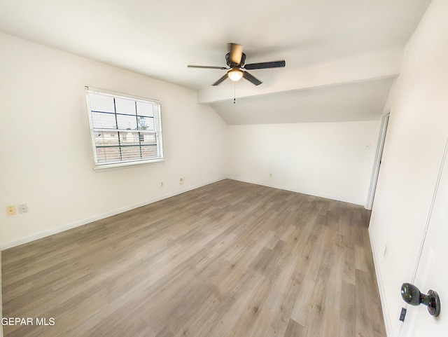 3425 Dialrock Ln, El Paso, TX 79935 - bonus room featuring a ceiling fan, lofted ceiling, and light wood finished floors