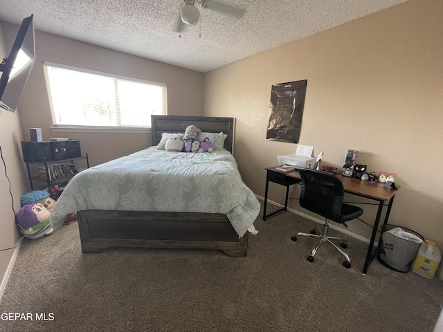 2009 Bobby Jones Dr Unit B, El Paso, TX 79936 - bedroom with carpet, a textured ceiling, and a ceiling fan