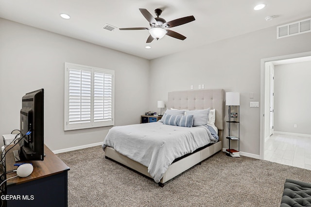 12820 Monmouth Ave, El Paso, TX 79928 - carpeted bedroom with recessed lighting and a ceiling fan