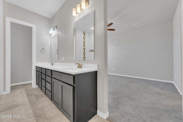 14772 John Mcneely Ave, El Paso, TX 79938 - bathroom featuring double vanity and ceiling fan