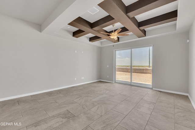 14772 John Mcneely Ave, El Paso, TX 79938 - unfurnished room featuring coffered ceiling, ceiling fan, and beam ceiling