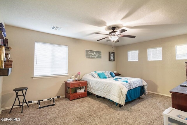 5004 Gold Ranch Ave, El Paso, TX 79934 - bedroom featuring multiple windows, carpet floors, and ceiling fan