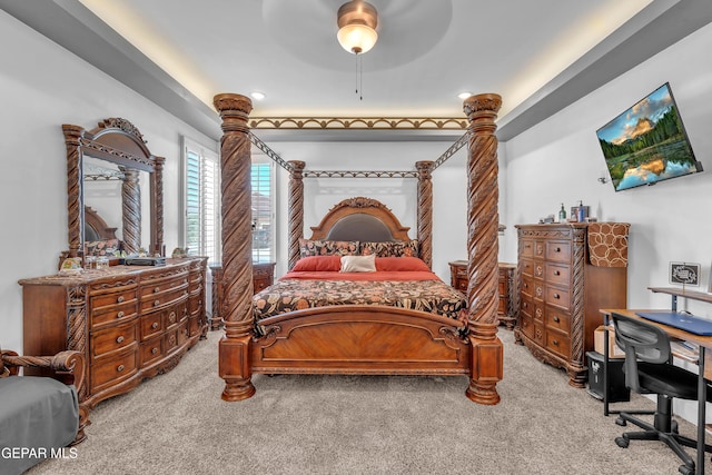 12328 Desert Heights Ct, El Paso, TX 79938 - carpeted bedroom with a ceiling fan, recessed lighting, and a desk