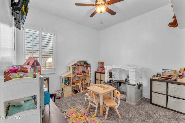 12328 Desert Heights Ct, El Paso, TX 79938 - playroom featuring a ceiling fan and carpet flooring
