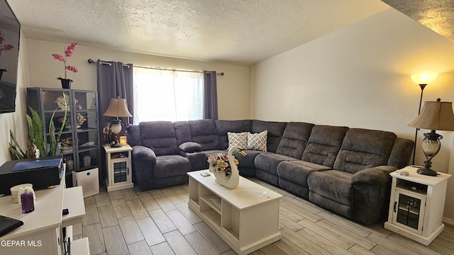 5028 Sagittarius Ave, El Paso, TX 79924 - living area with a textured ceiling and light wood-style floors