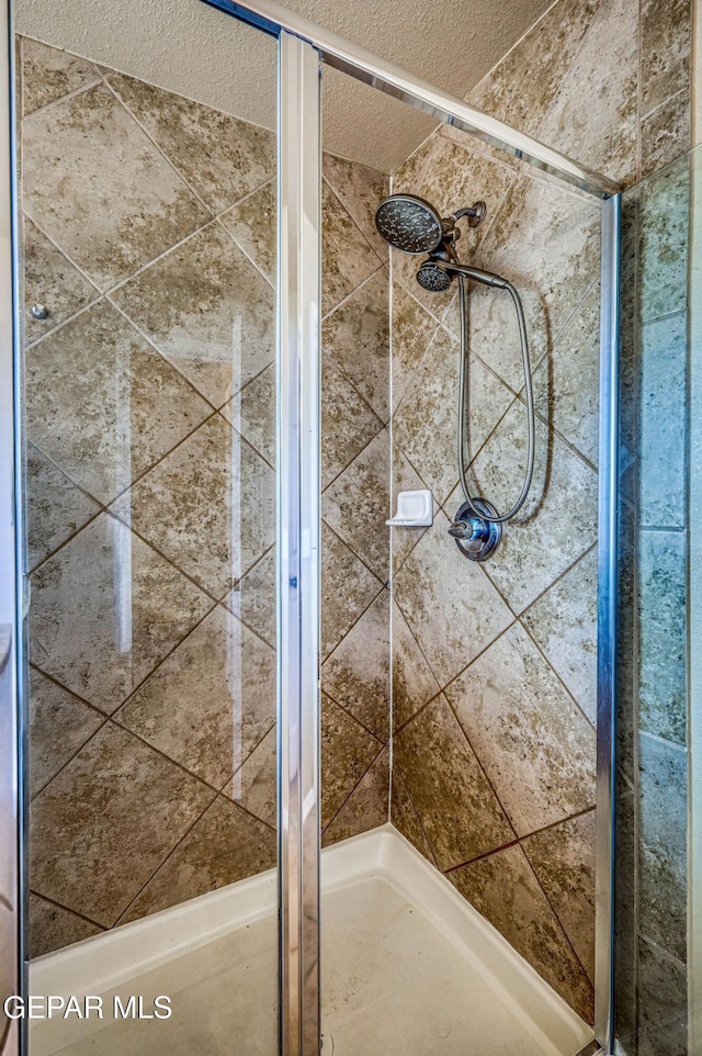 14376 N Cave Dr, El Paso, TX 79938 - full bathroom with a stall shower and a textured ceiling